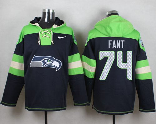 Nike Seahawks #74 George Fant Navy Blue Player Pullover NFL Hoodie - Click Image to Close
